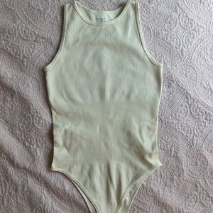 OQQ Ribbed Bodysuit in Cream White